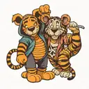 tigger and goofy wearing each others onesies  tattoo design idea
