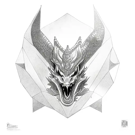 silhouette Dragons head with crown tattoo design idea