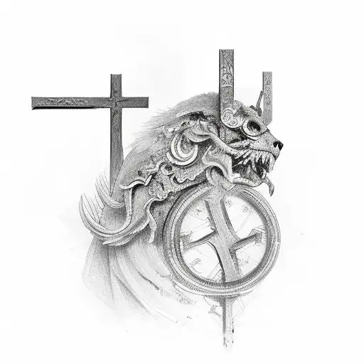 memorial cross tattoo design idea