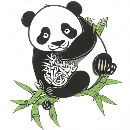 Panda bamboo tattoo design idea