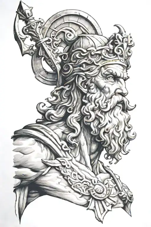 Poseidon Greece gods tattoo design idea