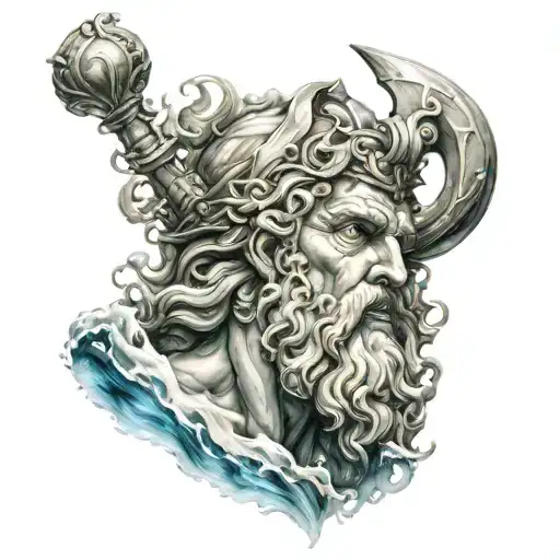 Poseidon Greece gods tattoo design idea