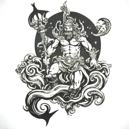 Poseidon Greece gods tattoo design idea