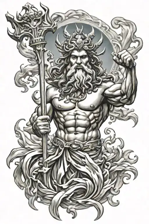 Poseidon Greece gods hands weapon formed tattoo design idea