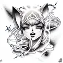 Nautical sleeve mixed with anime tattoo design idea