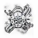 Nautical sleeve mixed with anime tattoo design idea