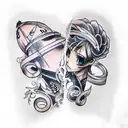 Nautical sleeve mixed with anime tattoo design idea