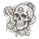 skull hand throwing dice rolling tattoo design idea