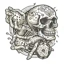 skull hand throwing dice rolling tattoo design idea