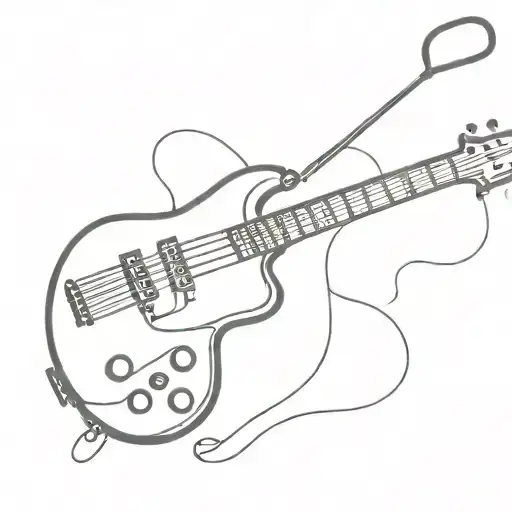 music and electric bass guitar tattoo design idea