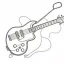 music and electric bass guitar tattoo design idea