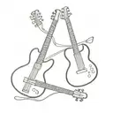 music and electric bass guitar tattoo design idea