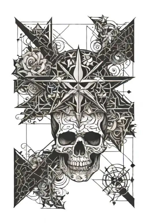 skull and southern cross tattoo design idea