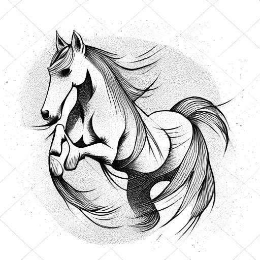 horse wave tattoo design idea