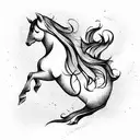 horse wave tattoo design idea
