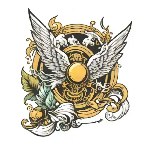 golden snitch wings on the name jelliah tattoo design idea