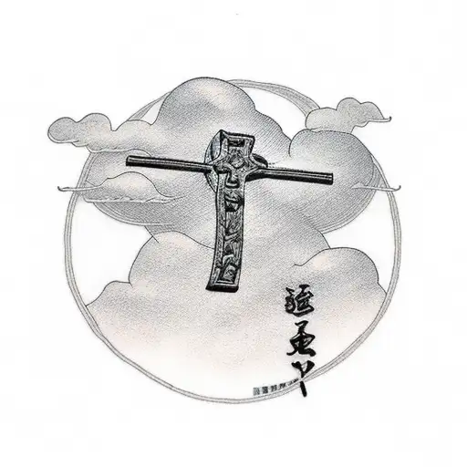 Christian Cross, Clouds. tattoo design idea