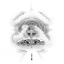 Christian Cross, Clouds. tattoo design idea