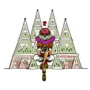 afro monch sitting crossed legged chakra symbols down the spine pyramids in the back and dragons on the bottom  tattoo design idea