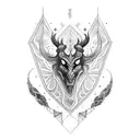 Create a blackwork tattoo combining elements of illyrian tattoo and architectural blueprints tattoo design idea