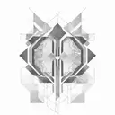 Create a blackwork tattoo combining elements of illyrian tattoo and architectural blueprints tattoo design idea