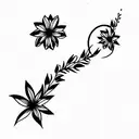 vertical spine tattoo with February birth month flowers and April birth month flowers  tattoo design idea