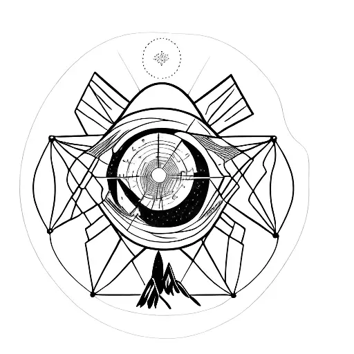 radioacitve plus nature moutains tattoo design idea