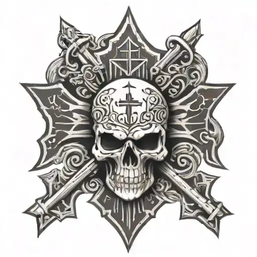 Orthodox Christian Cross Skull Military tattoo design idea