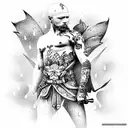 warrior in a garden tattoo design idea