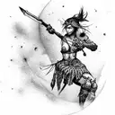 warrior in a garden tattoo design idea