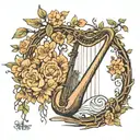 Willow Tree with a Harp  tattoo design idea