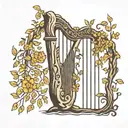 Willow Tree with a Harp  tattoo design idea
