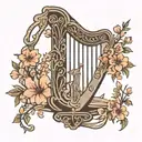 Willow Tree with a Harp  tattoo design idea