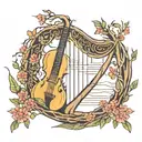 Willow Tree with a Harp  tattoo design idea