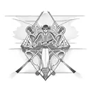 art deco  rowing on imaginary lake tattoo design idea