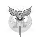 art deco  rowing on imaginary lake tattoo design idea