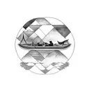 art deco  rowing on imaginary lake tattoo design idea