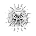 sun in woodcut stil tattoo design idea