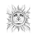 sun in woodcut stil tattoo design idea