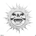 sun in woodcut stil tattoo design idea