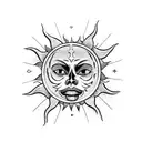 sun in woodcut stil tattoo design idea
