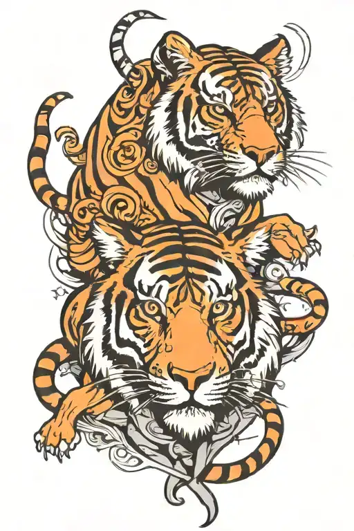 tiger and taurus sign tattoo design idea