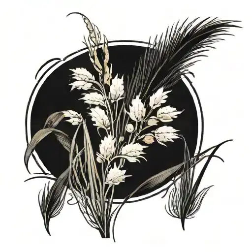 black coastal dune grass with five sprigs tattoo design idea