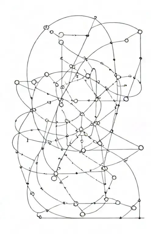 Quantum mechanics equations intertwined with minimalist geometric shapes tattoo design idea