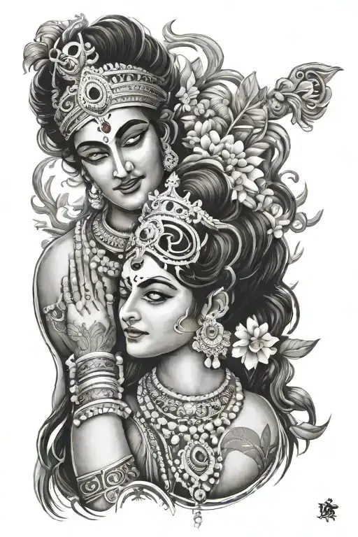 Radha Krishna tattoo design idea