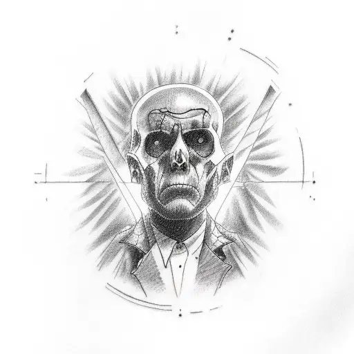 A sketch-style tattoo of a psychologist analyzing the minds of famous horror movie characters tattoo design idea