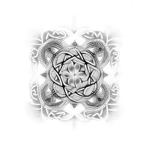 A dotwork mandala inspired by Celtic spiral motifs tattoo design idea