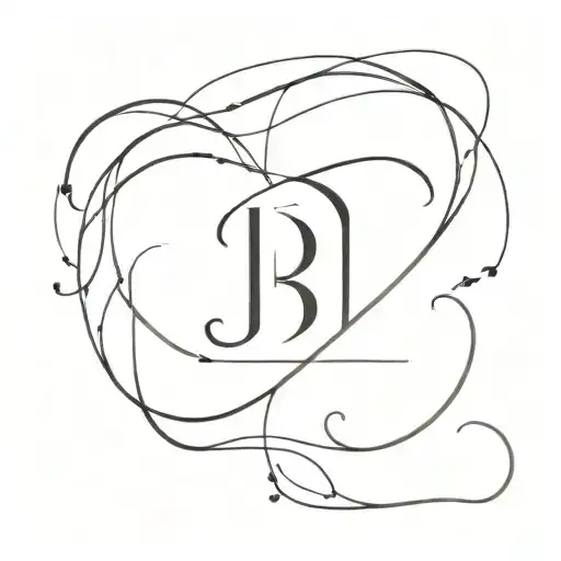 line with initials on upper arm long about 5cm tattoo design idea
