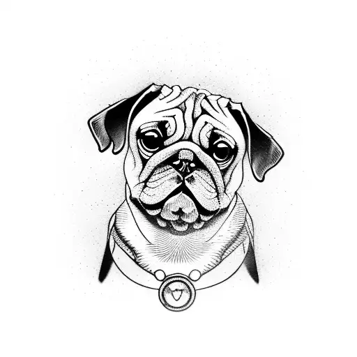 pug vinyl tattoo design idea