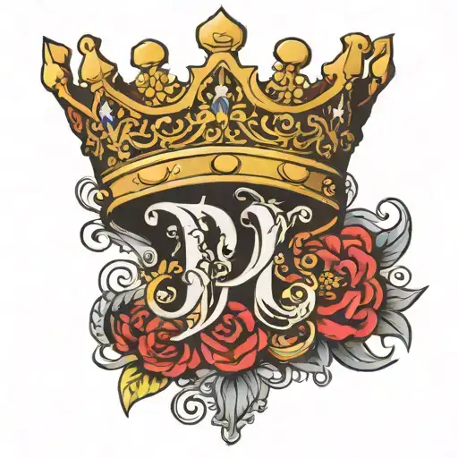 letter d with crown tattoo design idea